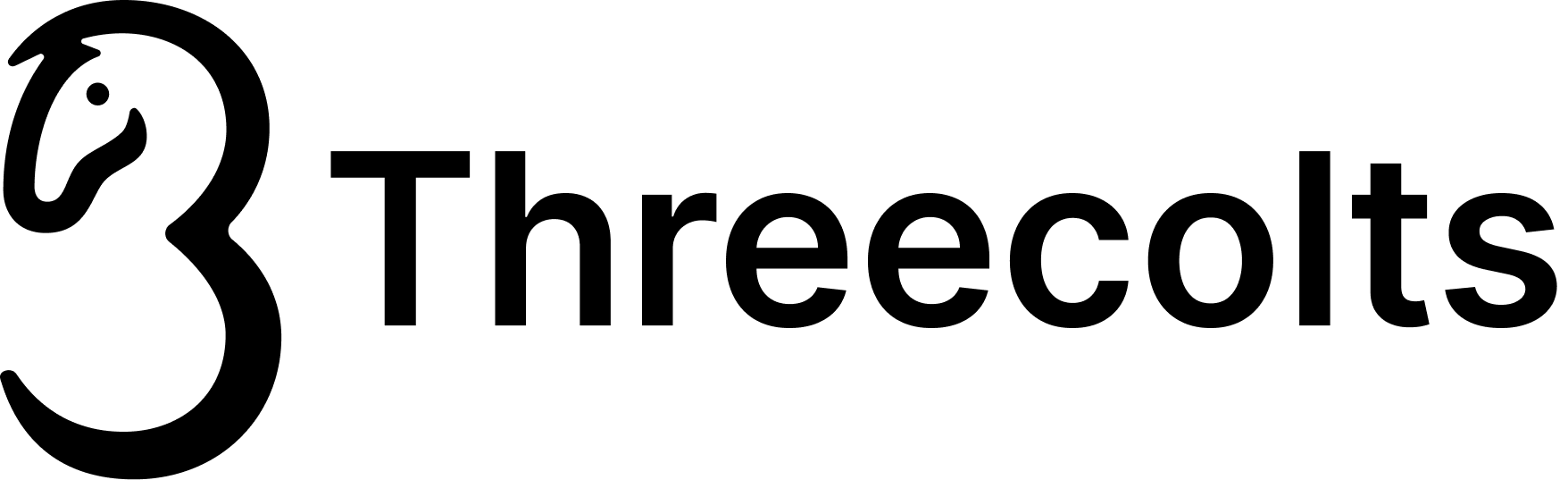 Threecolts company logo featuring a stylised horse emblem.